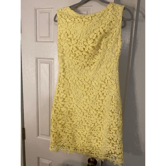 Ralph Lauren Yellow Floral Lace Dress Size 6 - Picture 1 of 4